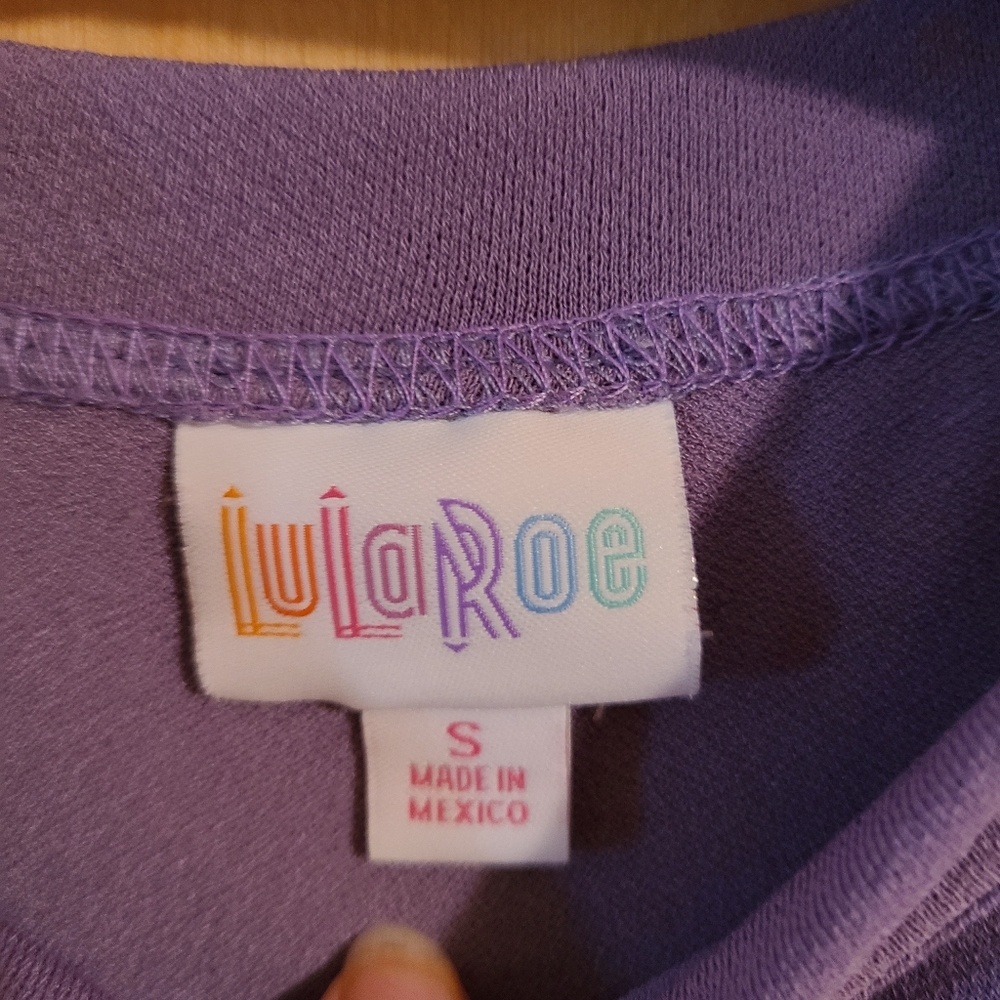 LuLaRoe Purple Short Sleeve Perfect T - Picture 3 of 4